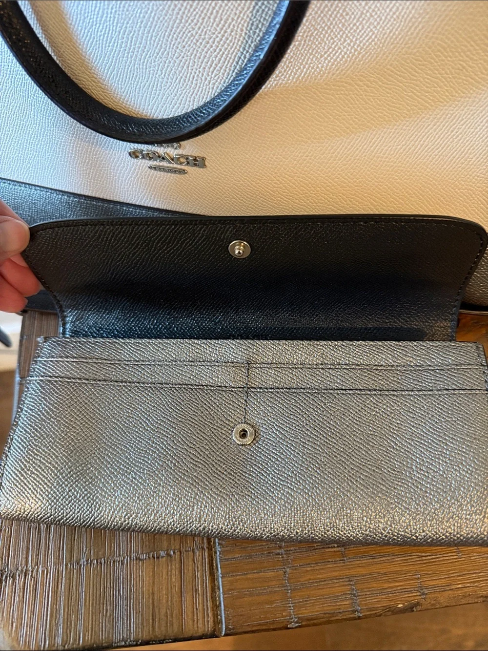 Coach Cream and Black Dome Satchel with Matching Wallet